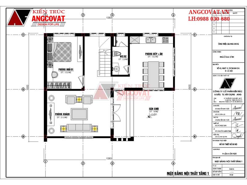 thiết kế bản vẽ nhà 1 trệt 2 lầu đẹp