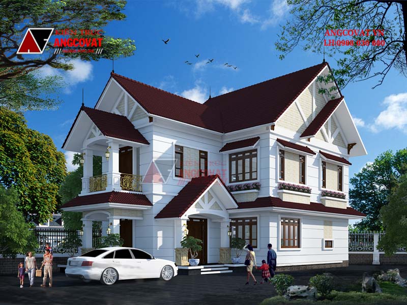 Thiết kế nhà biệt thự 2 tầng mái thái đẹp từ phong cách thiết kế đến công năng sử dụng