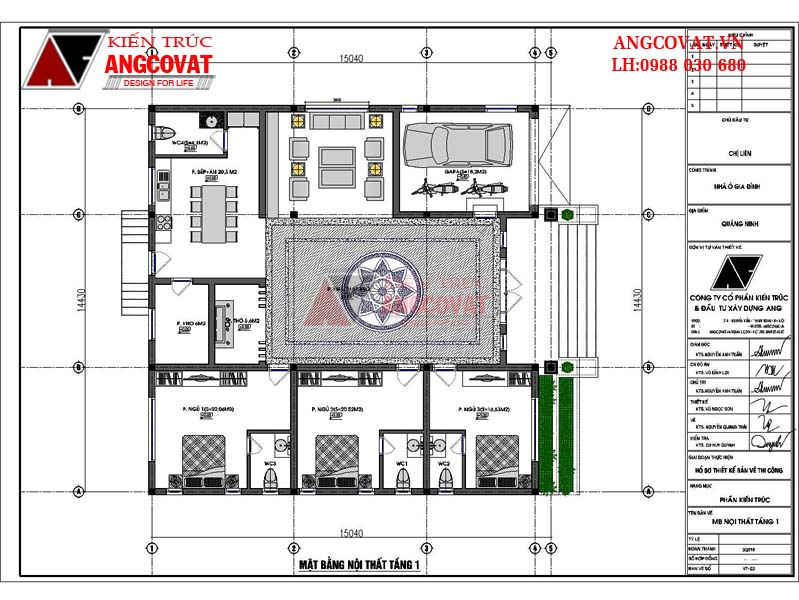 Mặt bằng: Thiết kế mẫu ban ve nha cap 4 co phong tho ở nông thôn đẹp