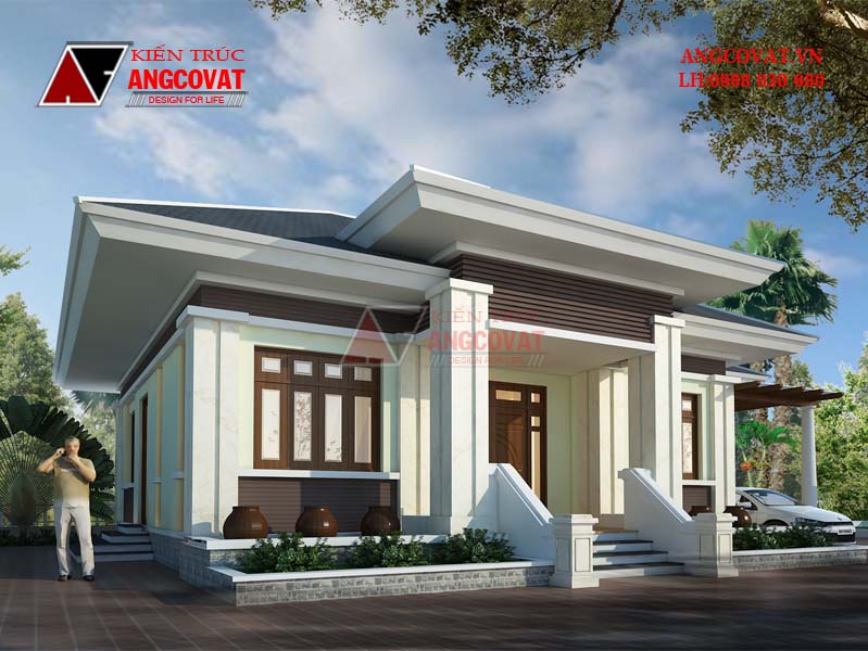 Phối cảnh: Thiết kế mẫu ban ve nha cap 4 co phong tho hiện đại