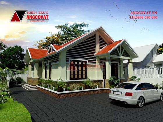 Phối cảnh: Mẫu thiết kế ban ve nha cap 4 co phong tho vững chãi