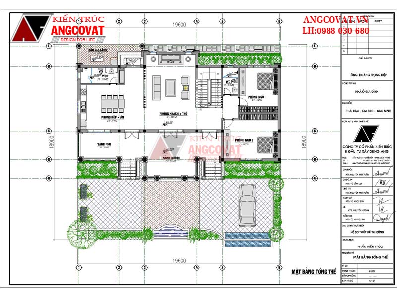 thiết kế bản vẽ nhà vườn 1 tầng 4 phòng ngủ