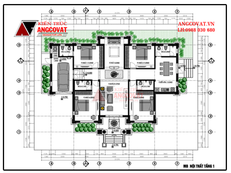 Mẫu nhà vườn 1 tầng diện tích200m2