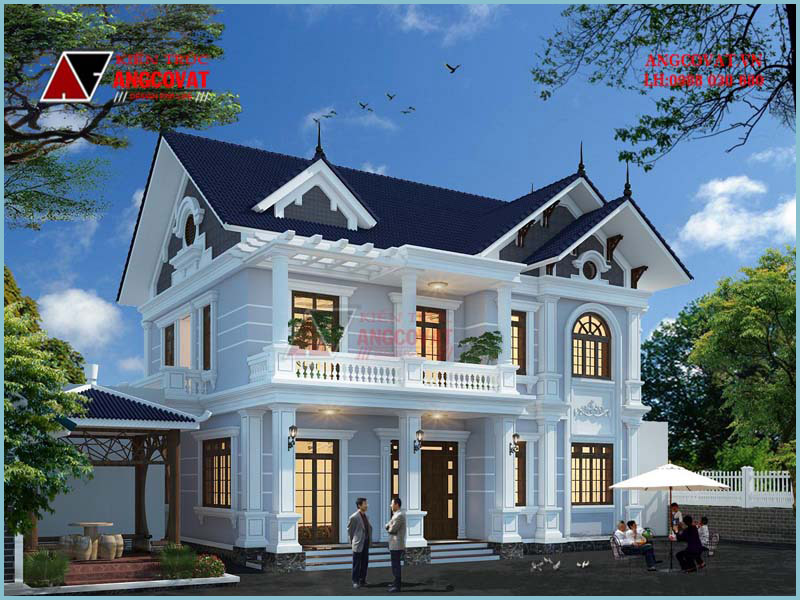 đặc điểm bản vẽ nhà vuông 2 tầng 3 phòng ngủ