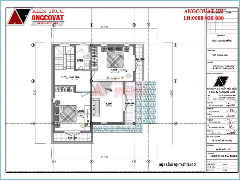 bản vẽ nhà vuông 2 tầng 3 phòng ngủ công năng tầng 2 ở thanh hóa