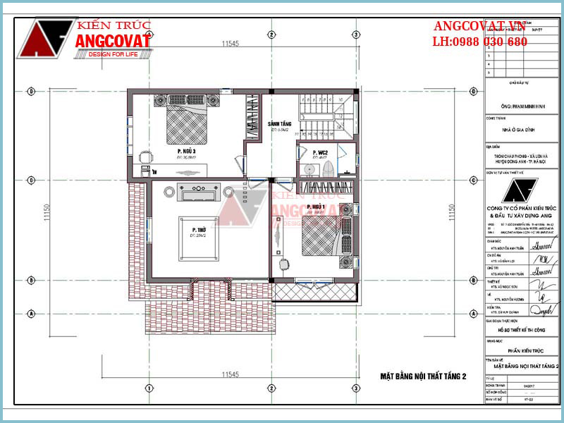 mặt bằng công năng tầng 2 bản vẽ nhà vuông 2 tầng 3 phòng ngủ 10x10m