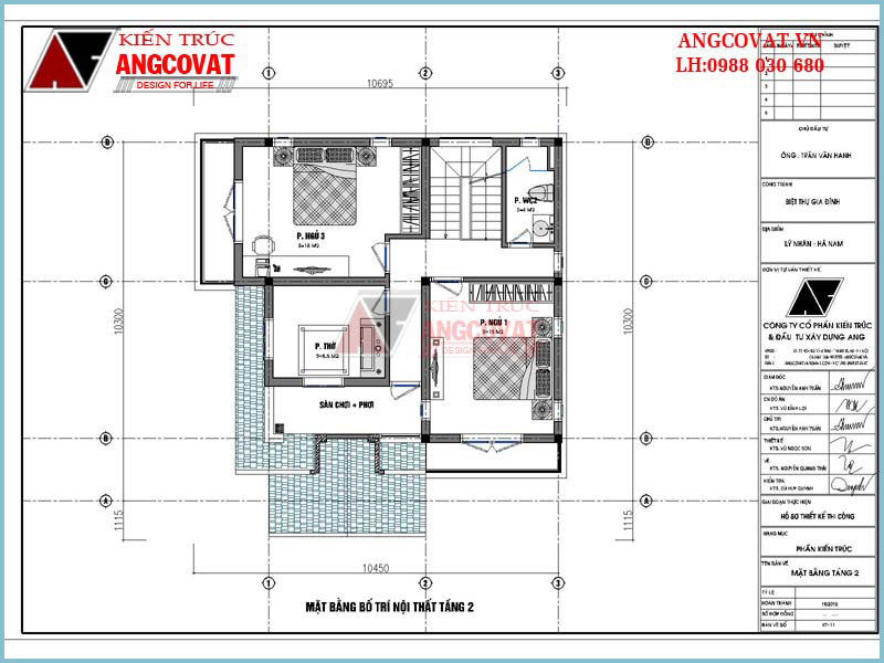 công năng tầng 2 bản vẽ nhà vuông 2 tầng 3 phòng ngủ 10x10m mini