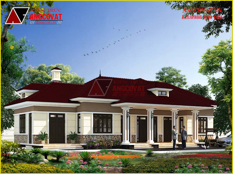 Bản vẽ thiết kế nhà cấp 4 1 tầng 2 phòng ngủ 160m2