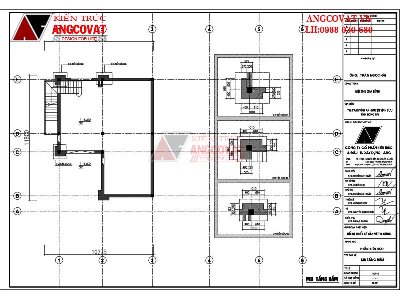 Thiết kế bản vẽ nhà có tầng hầm 1 tầng phong cách tân cổ điển đẹp - Mặt bằng tầng hầm