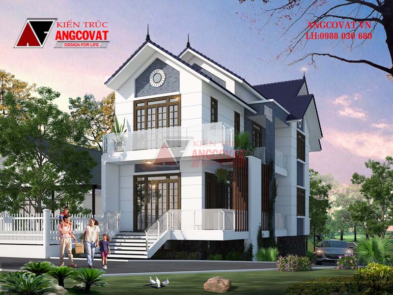 Thiết kế biệt thự 2 tầng 1 mặt tiền 1 trệt tại Gia Lai có mặt tiền 6,5m