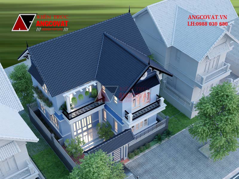 Nhà biệt thự 2 tầng mái thái chữ L khang trang với diện tích 70m2