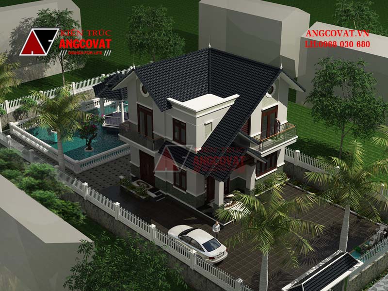 Thiết kế biệt thự 2 tầng hiện đại diện tích 70m2 đảm bảo yếu tố phong thủy nhà ở