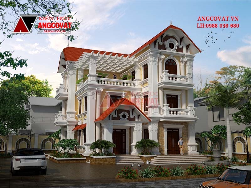 Mẫu thiết kế biệt thự đẹp 3 tầng kiểu Pháp