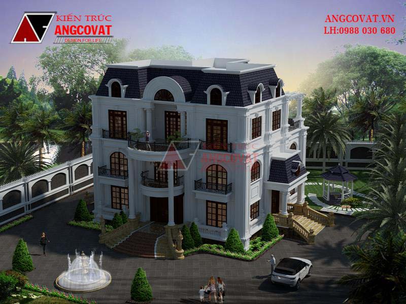 Mái nhà Mansard cho thiết kế  biệt thự 3 tầng tân cổ điển
