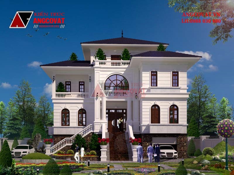 Vẻ đẹp hút hồn từ mẫu biệt thự tân cổ 3 tầng