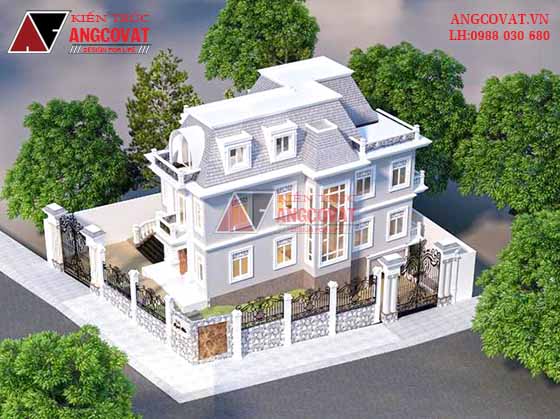 biệt thự mái mansard 2 tầng