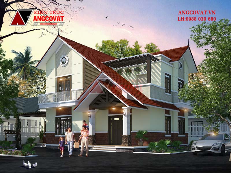 Biệt thự mái ngói đẹp hiện đại, sang trọng