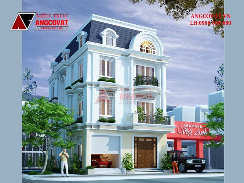 Sang trọng và đẳng cấp từ ngôi biệt thự trắng 3 tầng tân cổ