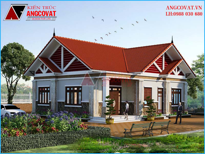 Mẫu biệt thự vườn trệt hiện đại thoáng đãng