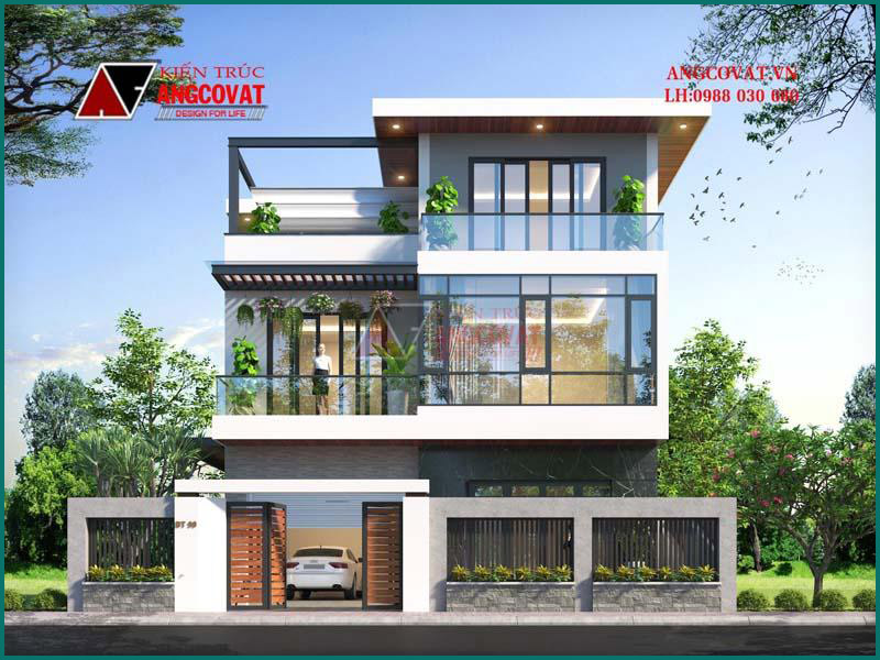 thiết kế mái bằng cho các mẫu kiến trúc nhà 3 tầng đẹp hiện đại