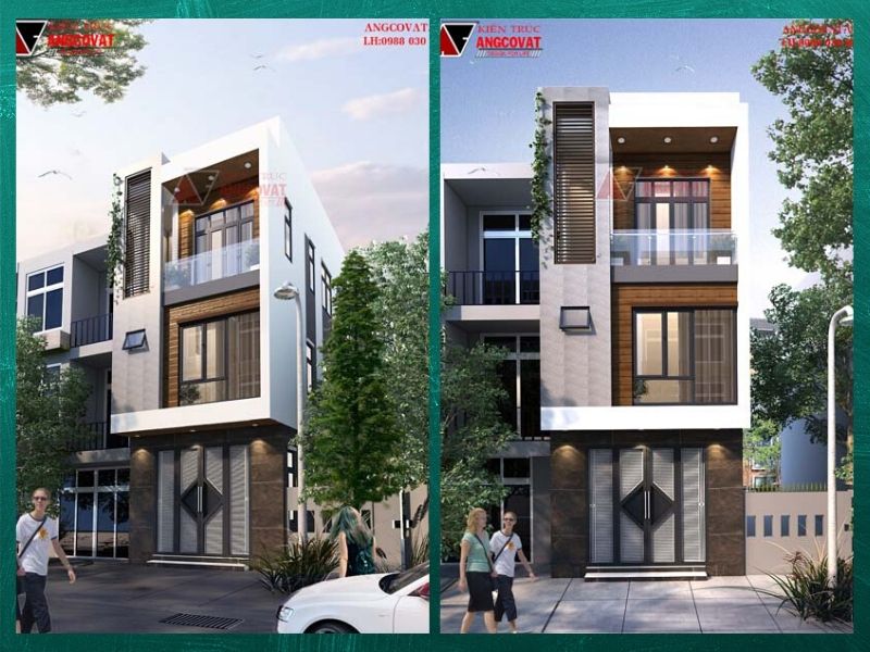mặt tiền nhà phố các mẫu kiến trúc nhà 3 tầng đẹp mái bằng