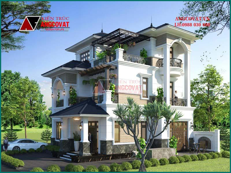 các mẫu kiến trúc nhà 3 tầng đẹp tân cổ điển sang trọng