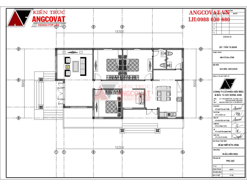 Mẫu nhà 130m2 1 tầng 3 phòng ngủ đẹp mặt tiền 9m - Mặt bằng tầng 1