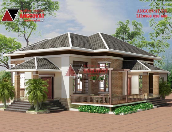 Mẫu nhà 130m2 1 tầng 3 phòng ngủ đẹp mặt tiền 9m