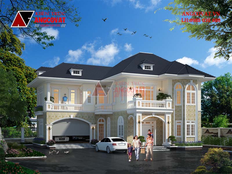 Phối cảnh các mẫu thiết kế 140m2 2 tầng 5 phòng ngủ tân cổ điển đẹp