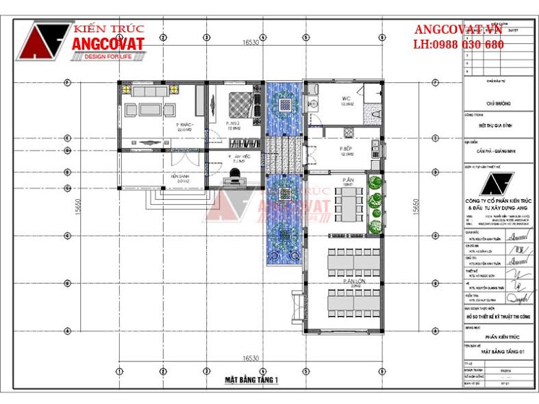 Các mẫu nhà 150m2 1 tầng 1 phòng ngủ kết hợp nhà ăn đẹp mắt - Mặt bằng tầng 1
