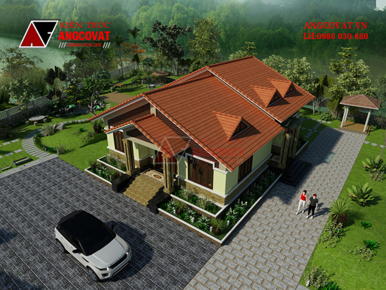 Các mẫu nhà 150m2 1 tầng 3 phòng ngủ hình vuông