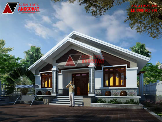 Các mẫu nhà 150m2 1 tầng 3 phòng ngủ mái thái đẹp