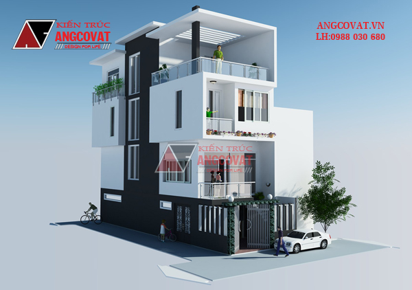 Các mẫu nhà 900 triệu 3 tầng phong cách hiện đại mái bằng