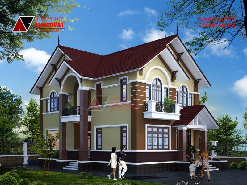 Ngoại thất của biệt thự 2 tầng trong cách bố trí phòng cho nhà 2 tầng