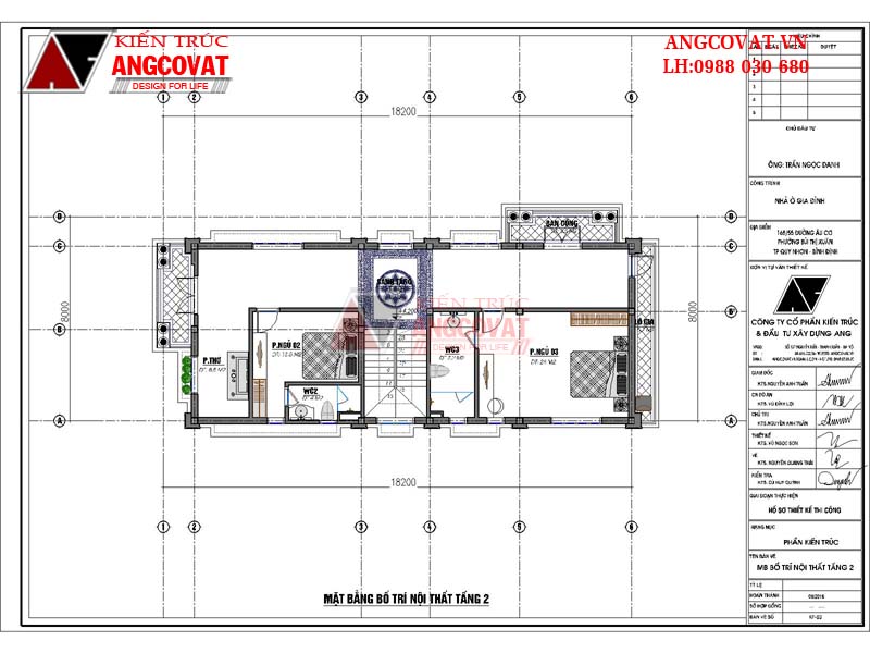 Công năng sử dụng tầng 2 trong hồ sơ thiết kế bản vẽ nhà 8x18