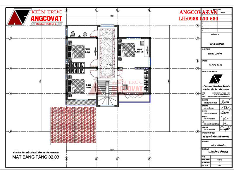 Công năng sử dụng tầng 2,3 mẫu nhà mái thái 80m2 hiện đại