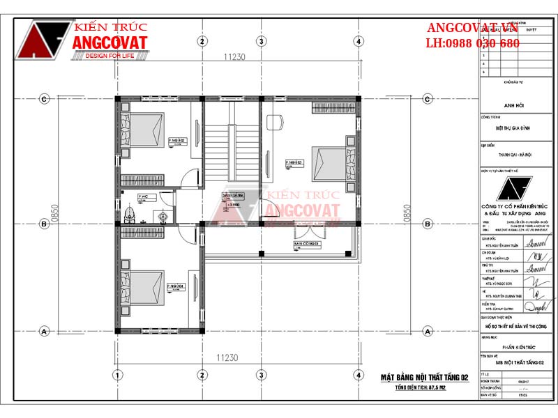 Công năng sử dụng tầng 2 của bản vẽ thiết kế nhà 2 tầng 1 tum
