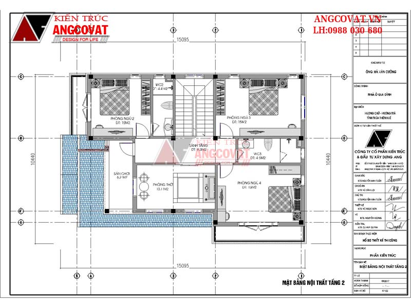 Công năng sử dụng tầng 2 mẫu biệt thự đẹp 2 tầng 10x15 mái ngói