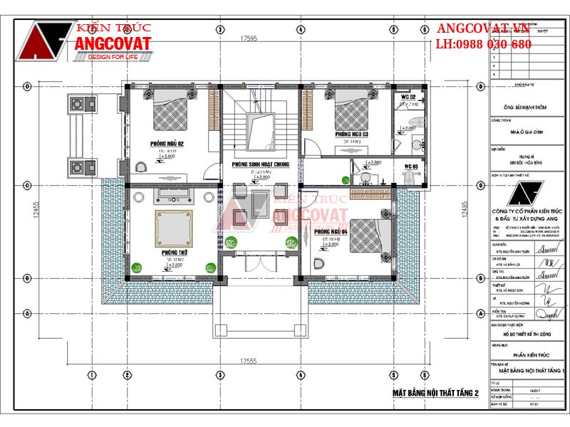 Công năng sử dụng nội thất tầng 2 của biệt thự mini 2 tầng kiểu Pháp 150m2