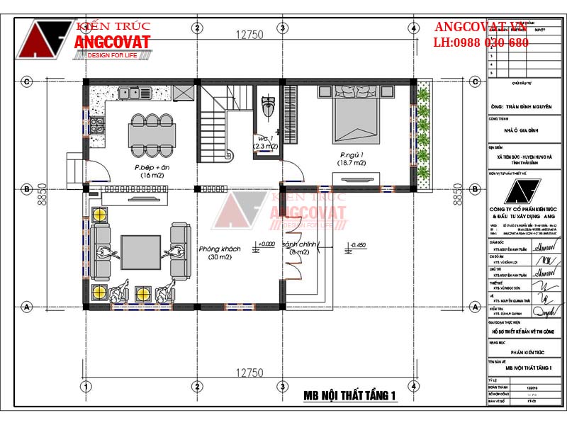 Bản vẽ công năng tầng 1 của ngôi nhà biệt thự 9x13 hiện đại 4 phòng ngủ