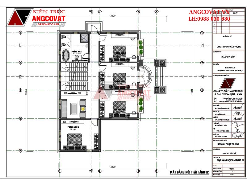 Công năng sử dụng tầng 2 mẫu biệt thự 150m2 phong cách Châu Âu