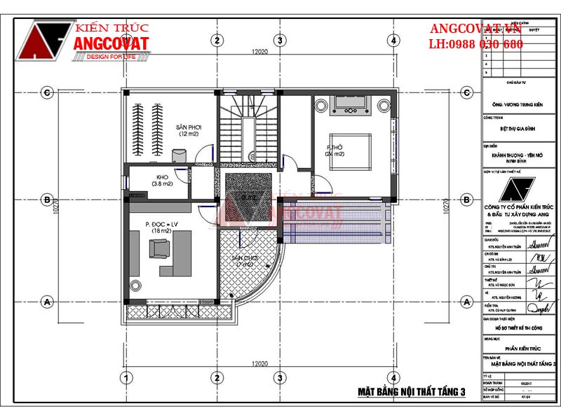 Công năng sử dụng tầng 3 mẫu nhà chữ L 3 tầng đẹp