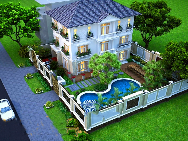 Đăc trưng biệt thự 3 tầng có bể bơi