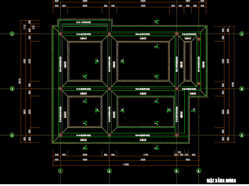 File cad móng nhà dân dụng đẹp - Móng băng