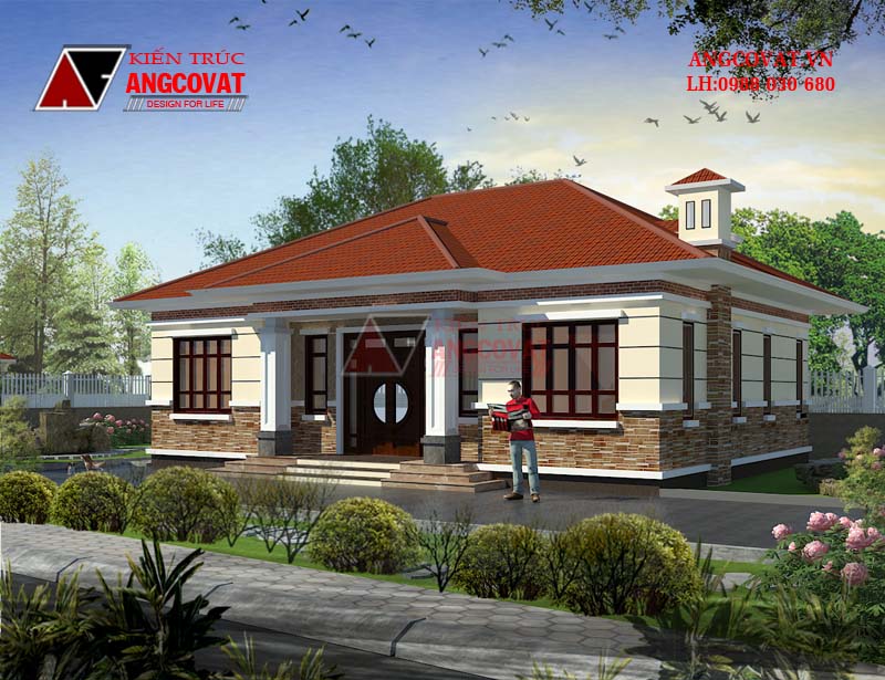 Phối cảnh 3: Xây nhà cấp 4 1 tỷ 3 phòng ngủ diện tích 130m2