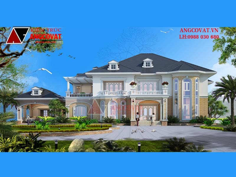 mẫu biệt thự 2 tầng có sân vườn đẹp