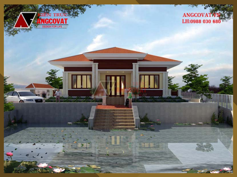 Hình ảnh nhà cấp 4 hình vuông 3 phòng ngủ được thiết kế cân đối