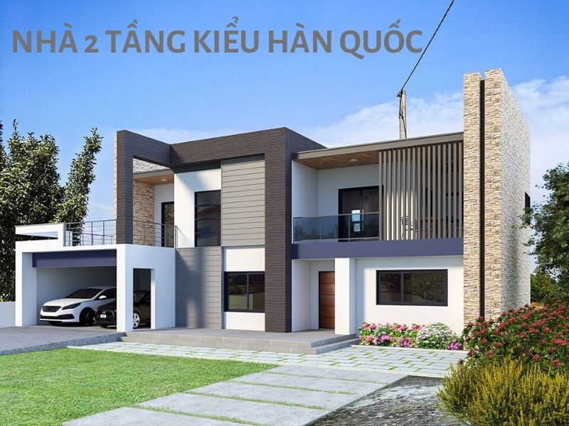 thiết kế nhà 2 tầng kiểu hàn quốc có kiến trúc độc đáo