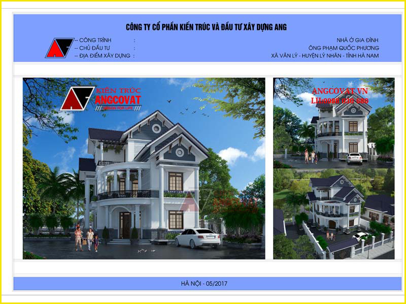 Hồ sơ hoàn thiện mẫu thiết kế nhà 2 tầng giả 3 tầng đẹp 130m2