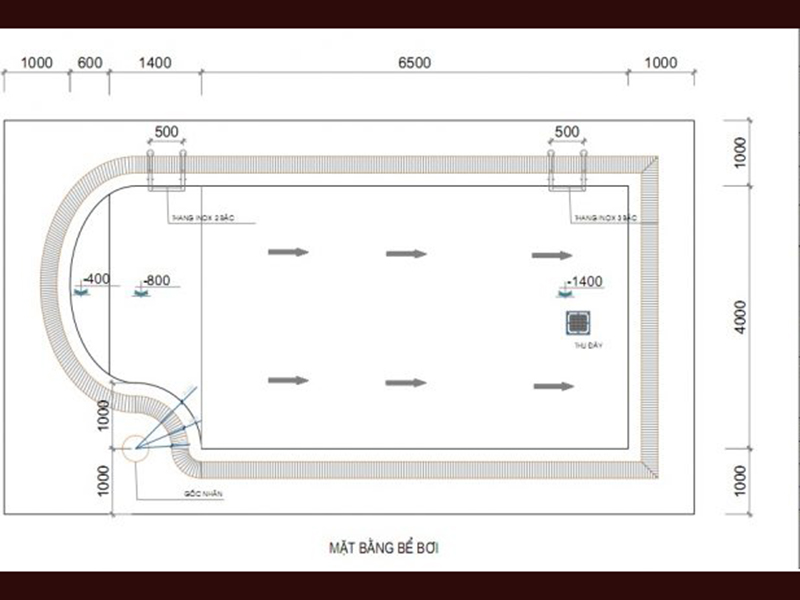 Kích thước bể bơi biệt thự 3 tầng